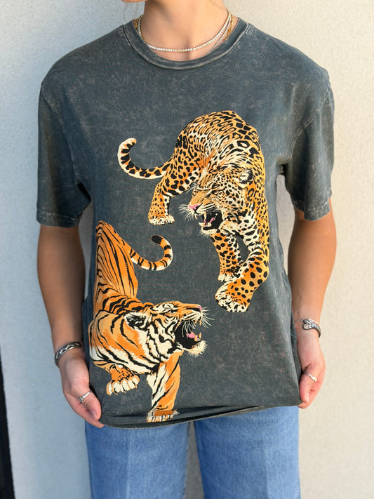 Leopard And Tiger Graphic Tee