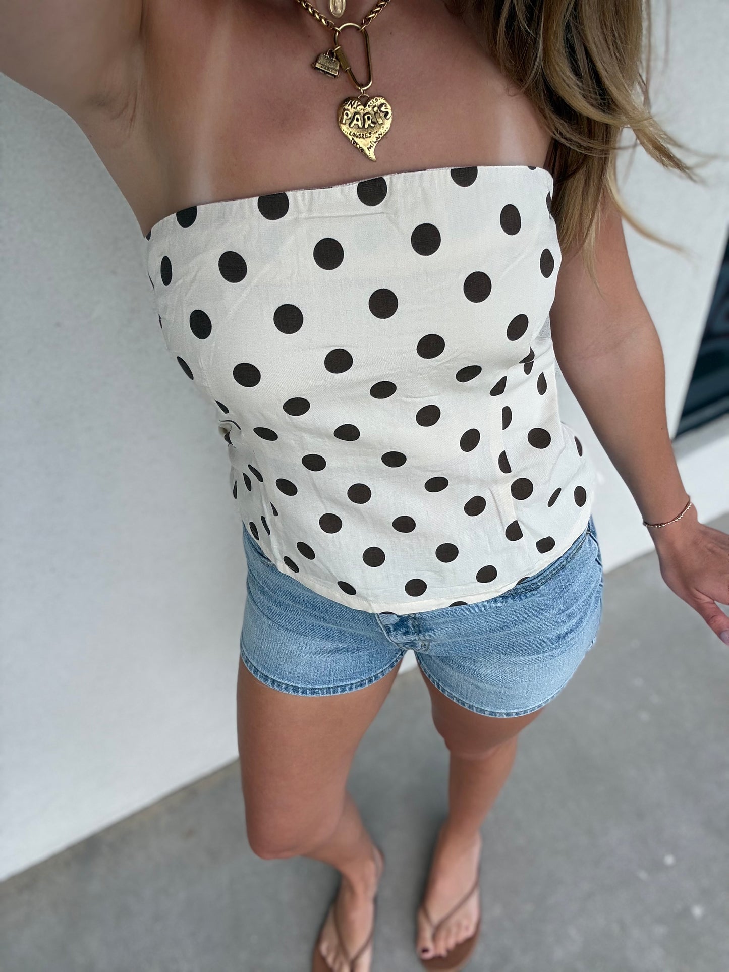 Polka Dot Strapless Top