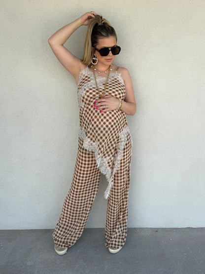 Gingham Lace Trim Set