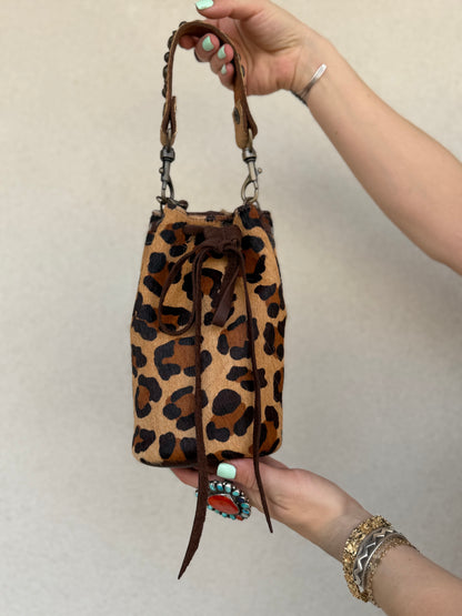 Two Bar West, Mini Hair on Hide Drawstring Bucket