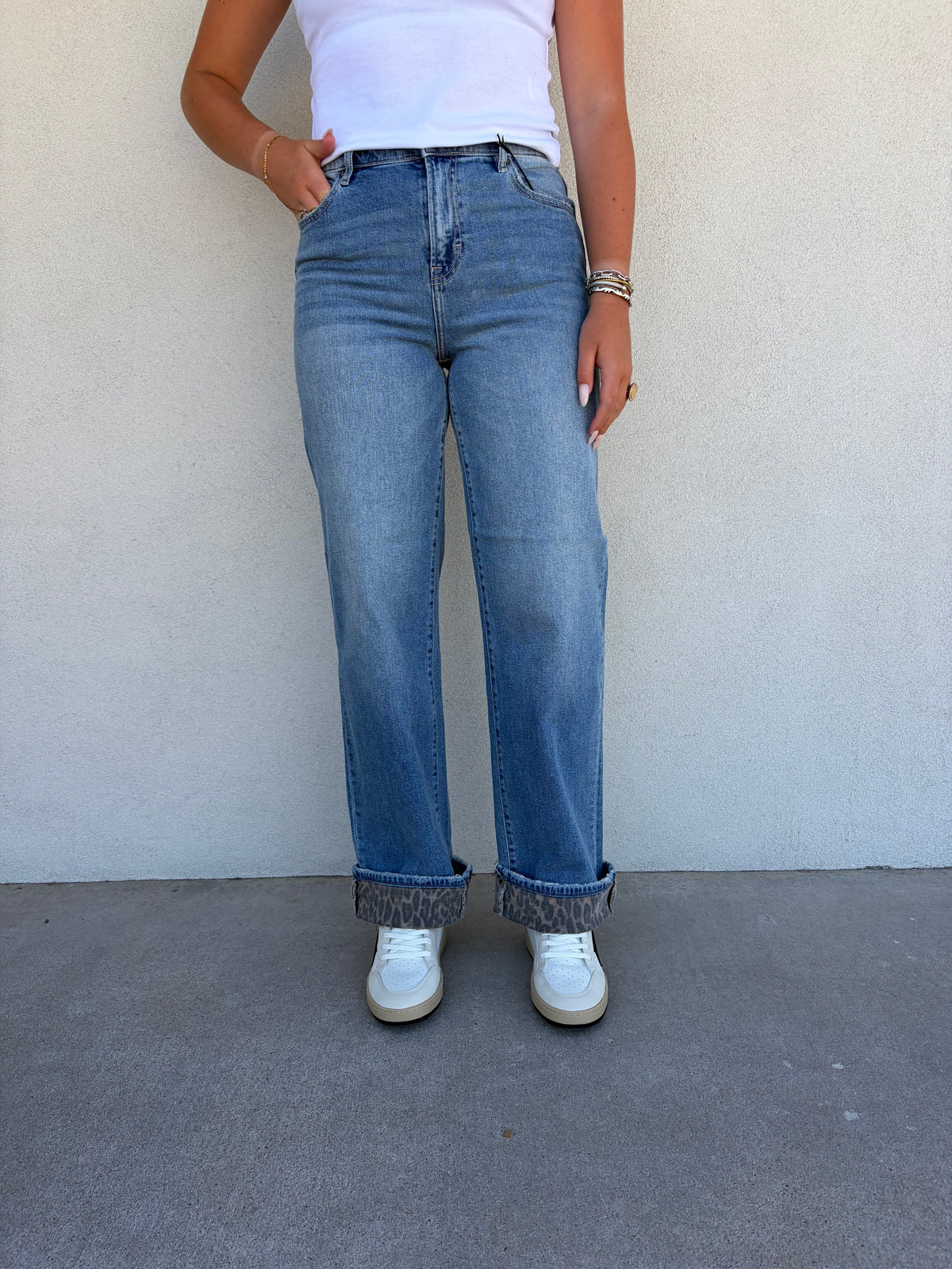 Leopard Logan Cuff Jeans