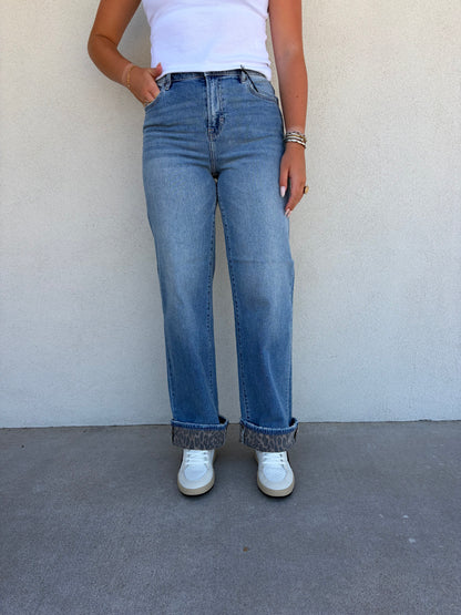 Leopard Logan Cuff Jeans