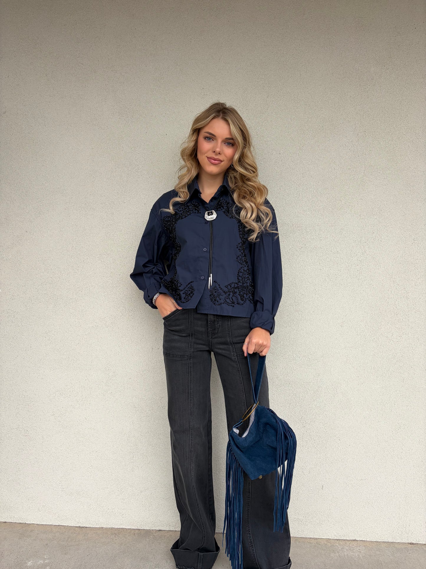 Bleu Western Button up