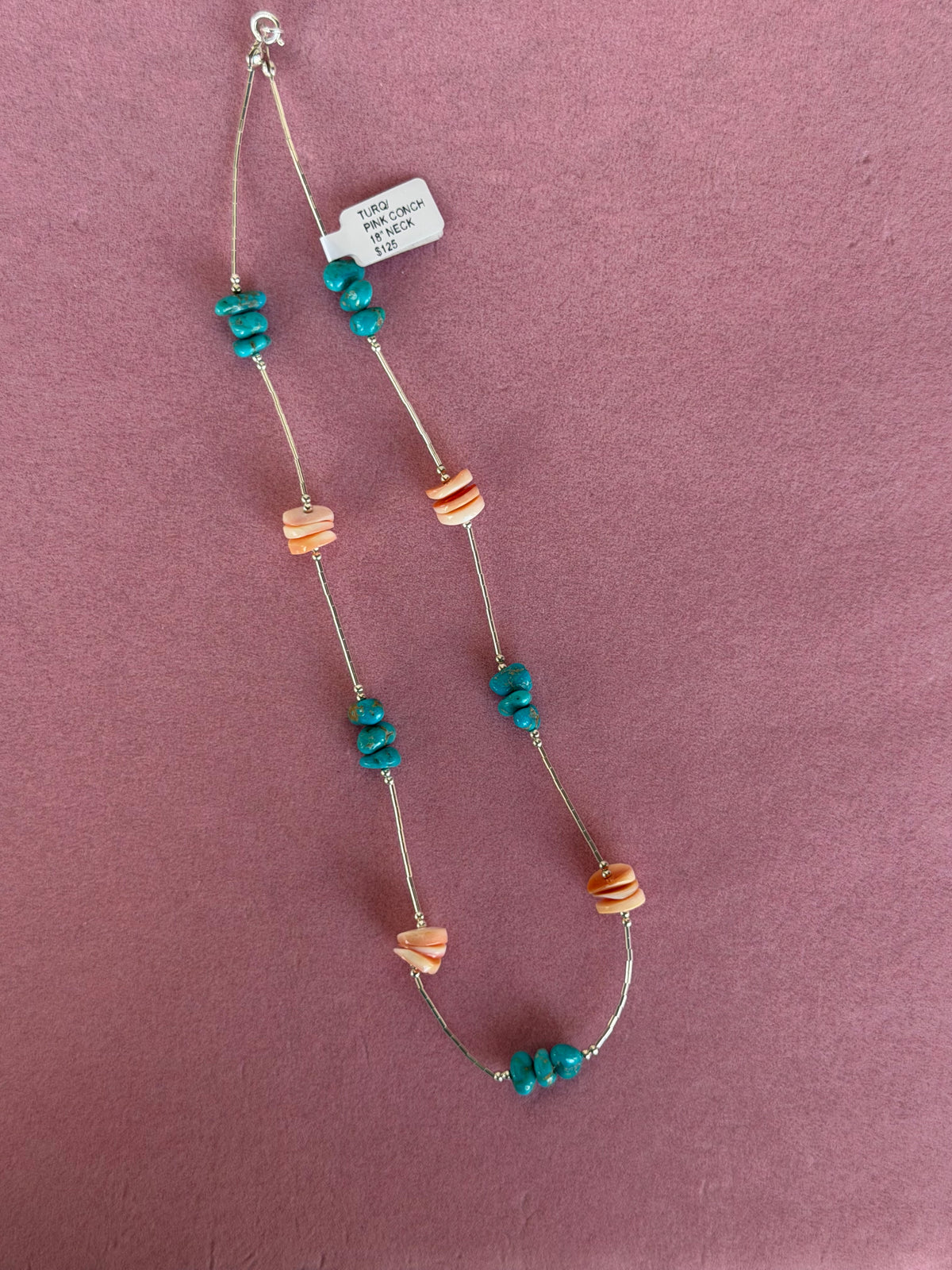 Pink Conch & Turquoise Layering Necklace
