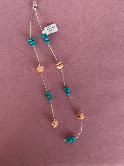 Pink Conch & Turquoise Layering Necklace