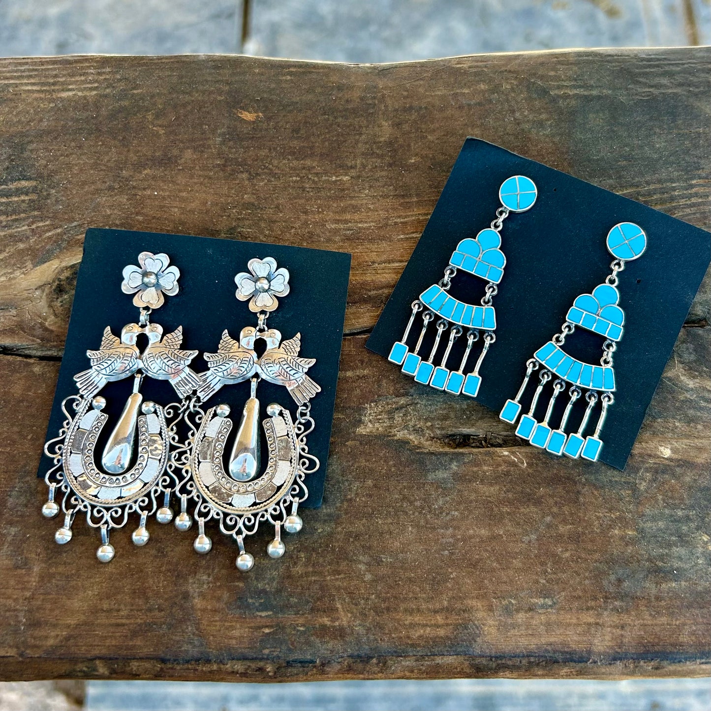 Turquoise inlay Chandelier style ￼Earrings