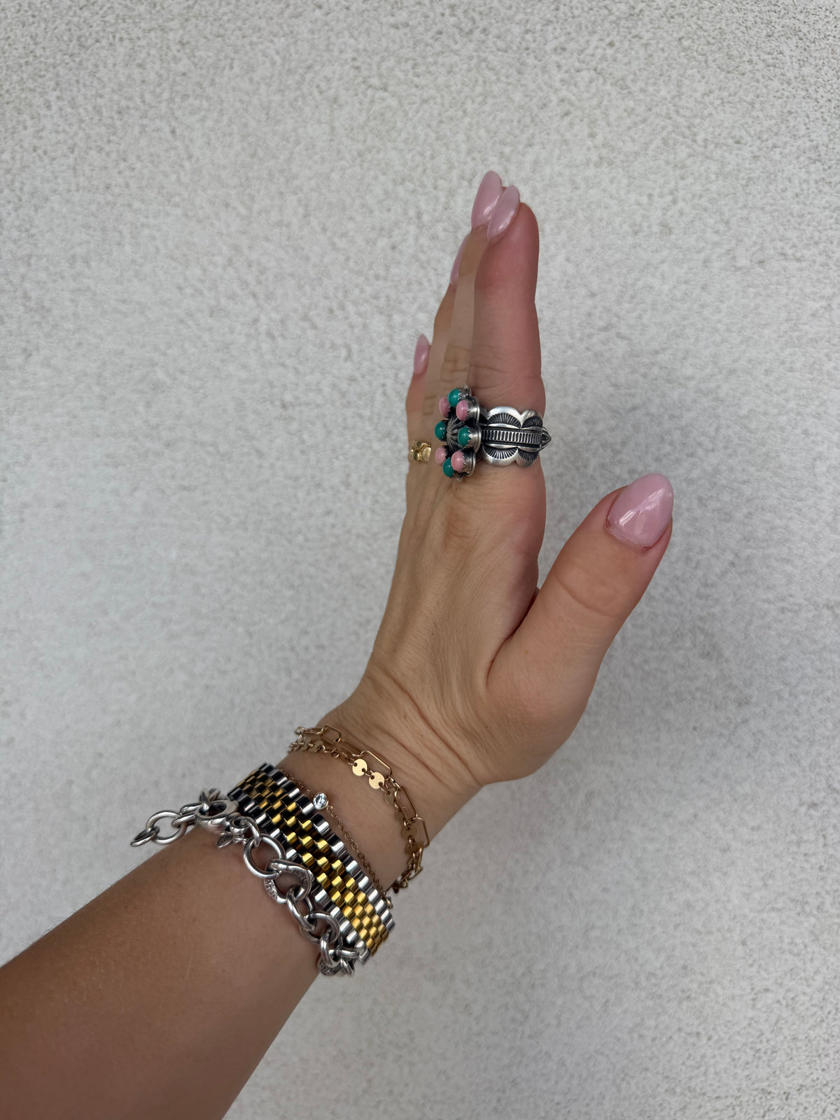Pink & Turquoise Cigar Band Ring