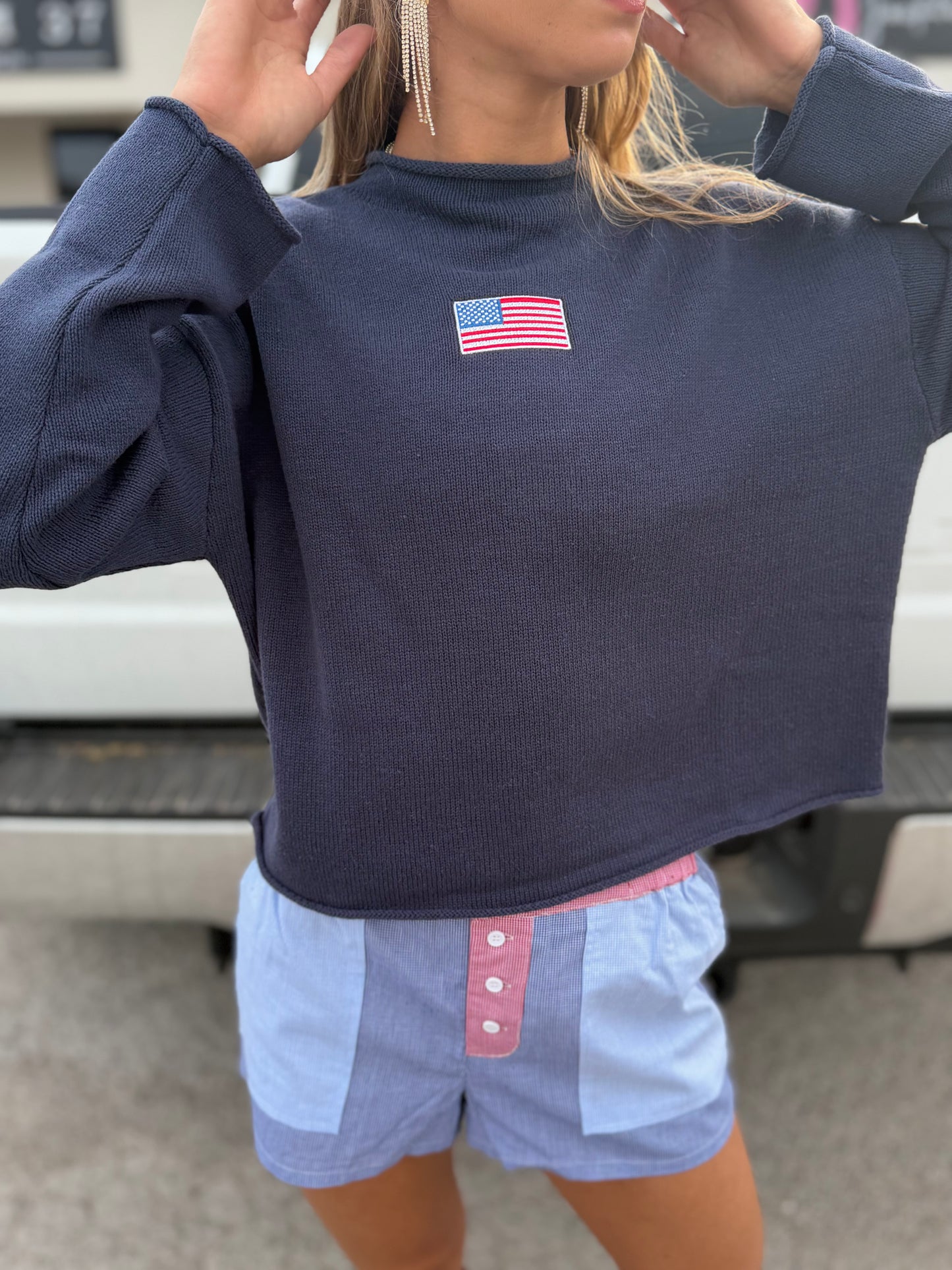 USA Embroidered Sweater