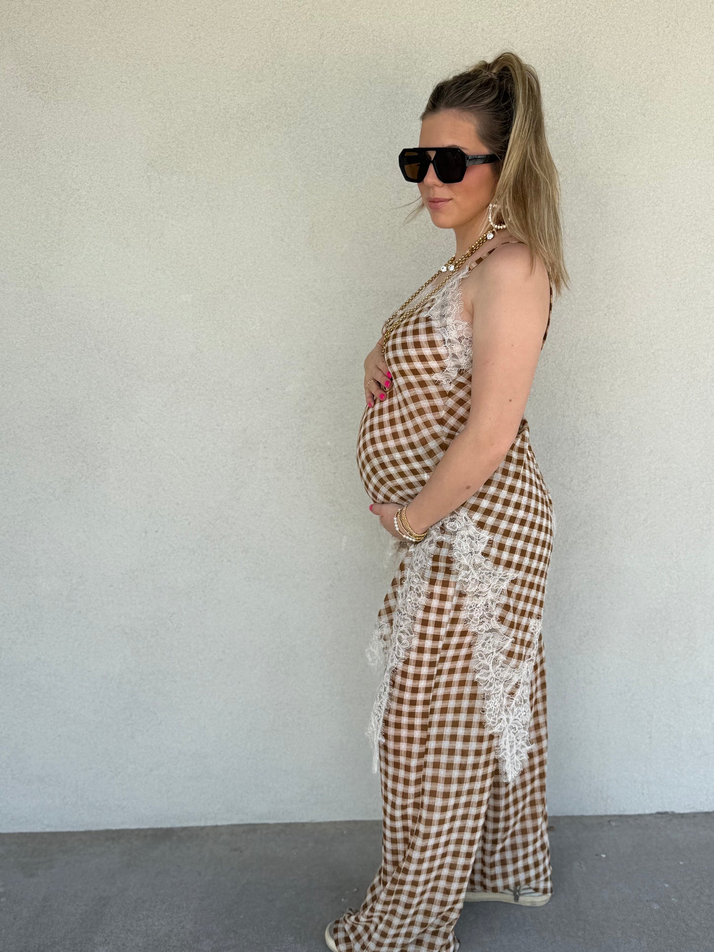Gingham Lace Trim Set