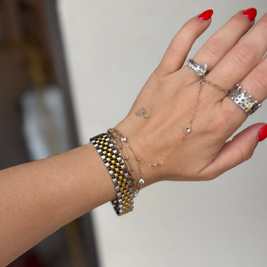 Silver and Gold watch band Bracelet