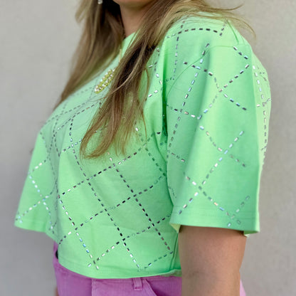 Rhinestone Crop Tee