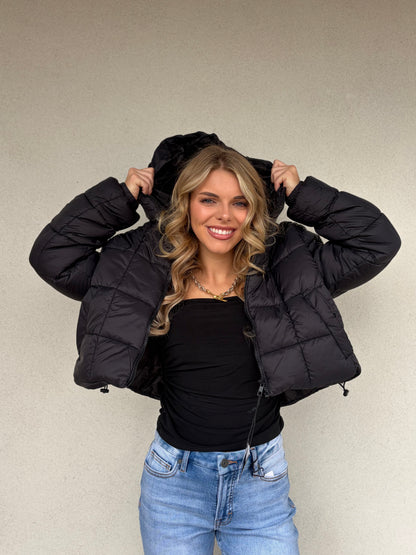 Block Stitch Puffer Coat