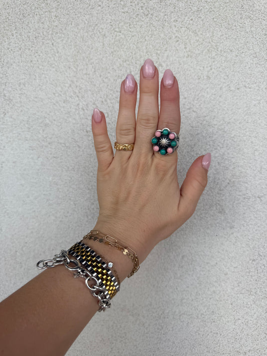 Pink & Turquoise Cigar Band Ring