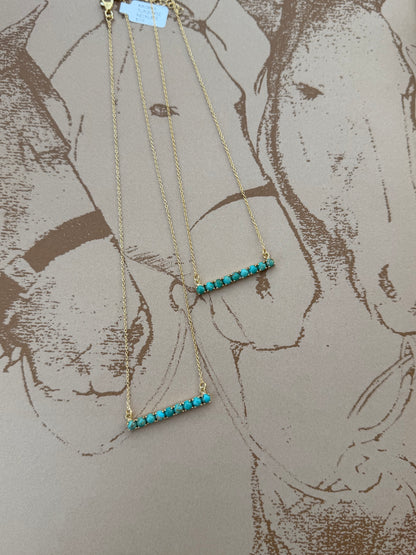 Turquoise Dot Bar Necklace