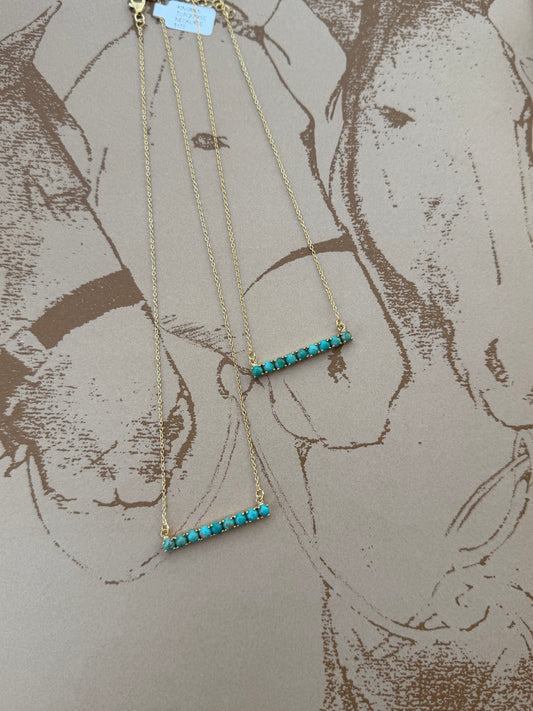 Turquoise Dot Bar Necklace