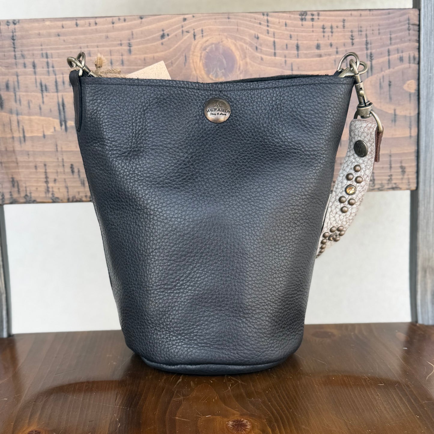 Two Bar West, Large Bucket Half Hair on Hide & Half Smooth Leather