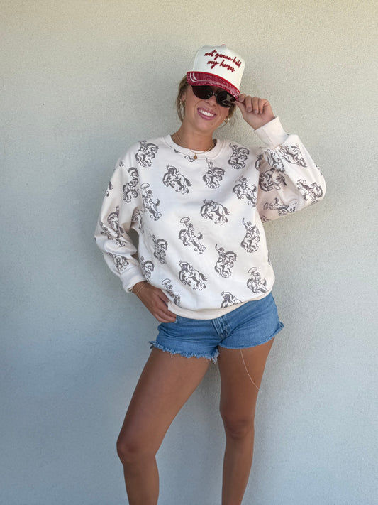 Ivory Western Print Sweatshirt