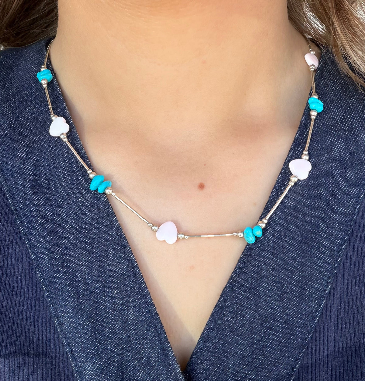Pink Conch & Turquoise Layering Necklace